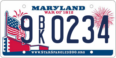 MD license plate 9BK0234