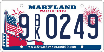 MD license plate 9BK0249