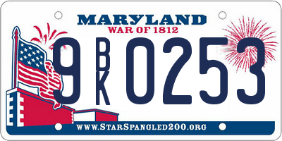 MD license plate 9BK0253