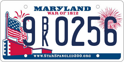 MD license plate 9BK0256
