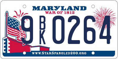 MD license plate 9BK0264