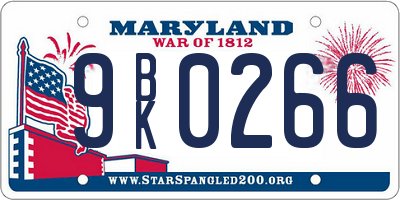 MD license plate 9BK0266