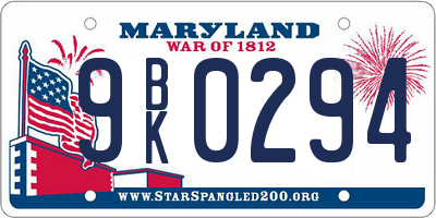 MD license plate 9BK0294