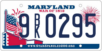 MD license plate 9BK0295