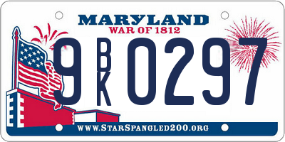 MD license plate 9BK0297