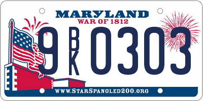 MD license plate 9BK0303