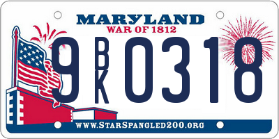 MD license plate 9BK0318