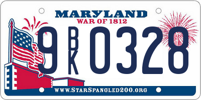 MD license plate 9BK0328