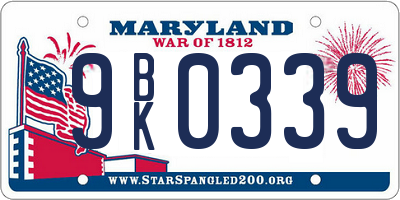MD license plate 9BK0339