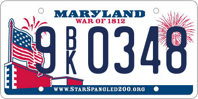 MD license plate 9BK0348