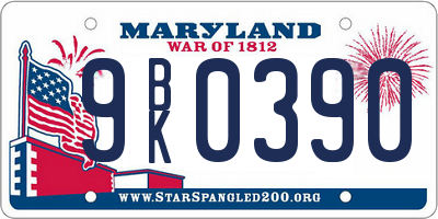MD license plate 9BK0390