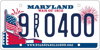 MD license plate 9BK0400