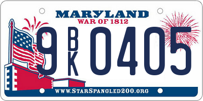 MD license plate 9BK0405