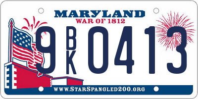 MD license plate 9BK0413