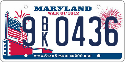 MD license plate 9BK0436