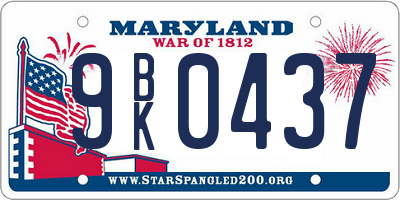 MD license plate 9BK0437