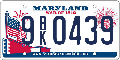 MD license plate 9BK0439