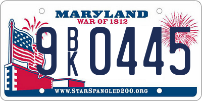 MD license plate 9BK0445