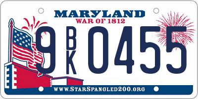 MD license plate 9BK0455
