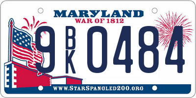 MD license plate 9BK0484