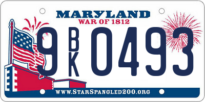 MD license plate 9BK0493