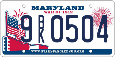 MD license plate 9BK0504