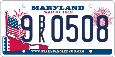 MD license plate 9BK0508