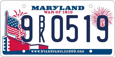 MD license plate 9BK0519