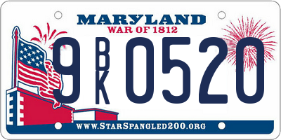 MD license plate 9BK0520