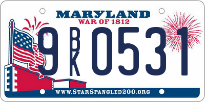 MD license plate 9BK0531