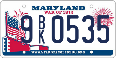 MD license plate 9BK0535