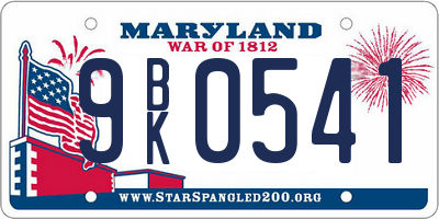 MD license plate 9BK0541