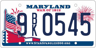 MD license plate 9BK0545
