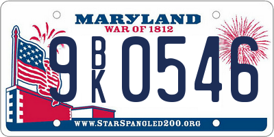 MD license plate 9BK0546