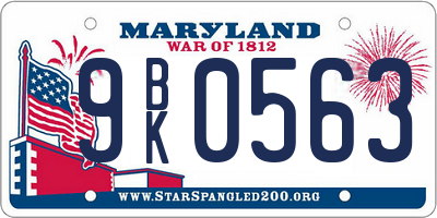 MD license plate 9BK0563