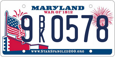 MD license plate 9BK0578