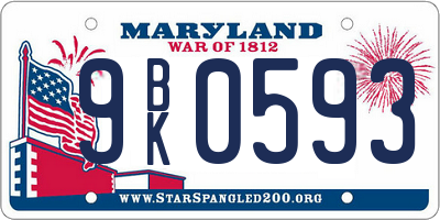MD license plate 9BK0593
