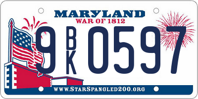 MD license plate 9BK0597