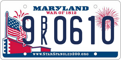 MD license plate 9BK0610