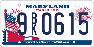 MD license plate 9BK0615