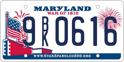 MD license plate 9BK0616