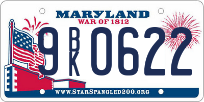 MD license plate 9BK0622