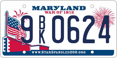 MD license plate 9BK0624