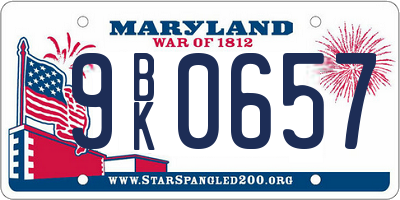 MD license plate 9BK0657