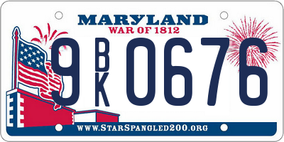 MD license plate 9BK0676