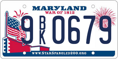 MD license plate 9BK0679
