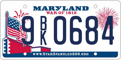 MD license plate 9BK0684