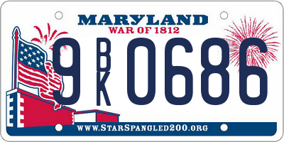 MD license plate 9BK0686