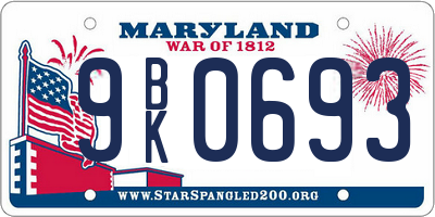 MD license plate 9BK0693
