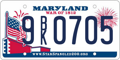 MD license plate 9BK0705